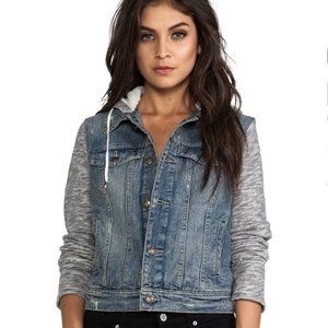 Denim/Knit Hoodie Jacket